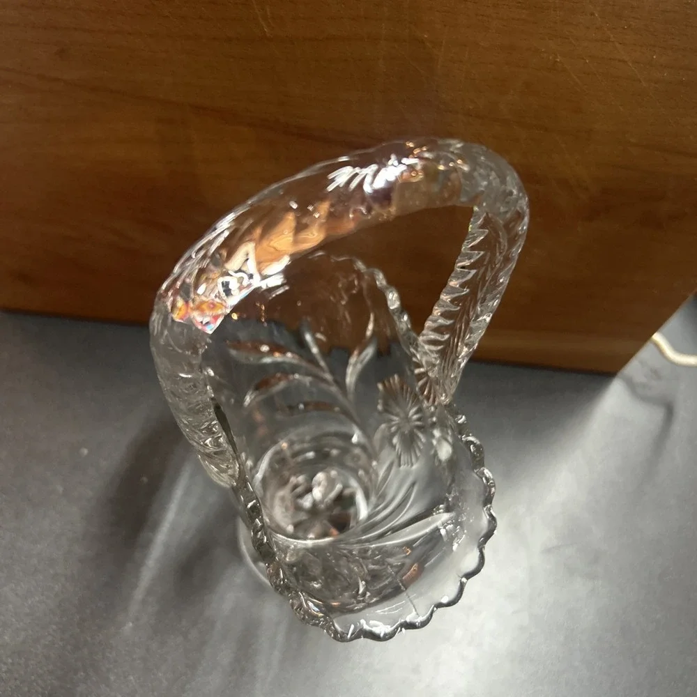 Vintage Glass Basket with Handle Easter Spring Decor